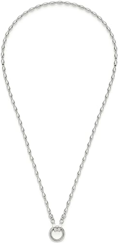 JEWELS BY LEONARDO Halskette Clip & Mix Lori • Kette aus silberfarbenem Edelstahl • ovalen Edelstahl-Perlen und Ring zum Anhängen von Charms • 45 cm Länge • Schmuck Geschenk Damen • 023740