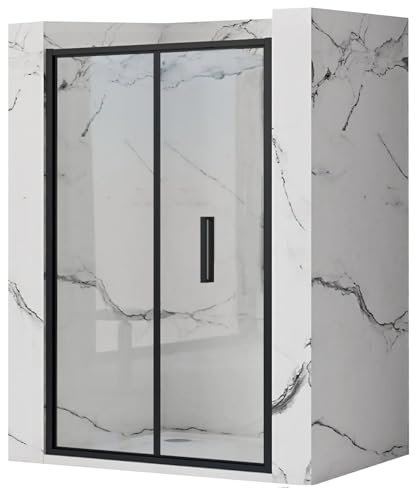 Rea Porte de douche pliante Rapid Fold 100 Verre de sécurité trempé transparent 4 mm (Noir)