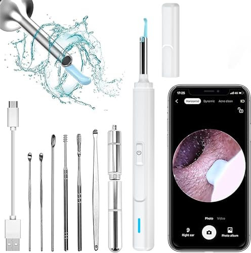 Earwax Removal Kit with Camera, 3.5mm Inner Len Ear Cleaner Otoscope, 1920P FHD WiFi Wireless Ear Scope Endoscope with 6 LED Lights, Ear Wax Remover Tool for Adults Kids(White)