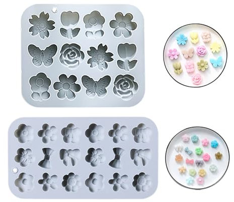 Fyfjur Pralinenform Silikon, 2 Stück Schokoladenform Silikon, Blumen, Schmetterling und Krawatte Silikonform Schokolade, Silikonform Pralinen für DIY SüßIgkeiten, Eiswürfel, Pralinen, Kekse und Gelee