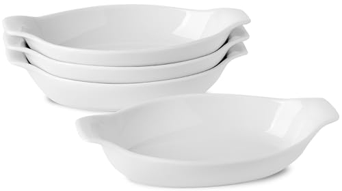 Lot de 4 Plats à four en Ceramique, Petit Plat a Gratin Individuel, 22,8 x 11,9 x 4,3 cm, Plat à Gratin pour Tiramisu, Lasagnes, le Service des Aliments, Passe au Lave-Vaisselle, au four