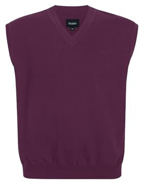 Krumba Uomini Maglione Gilet per più Misurare: Grande Alto V Collo Senza Maniche Lavorare Maglia Cotone Maglione Viola 3XL