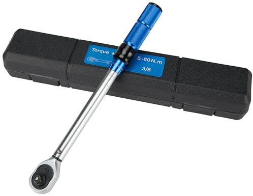 Beslands Torque Wrench 3/8 Inch, 5-60 Nm Drive Click Torque Wrench, Double Scale Dual Direction Adjustable 72 Tooth Bike Torque Wrench for Bicycle, Motorcycle,Car