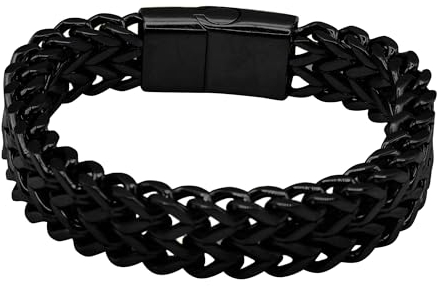 Heideman Panzer Armband Tra Damen - Aus hochwertigem Edelstahl schwarz farbend poliert Armkette für Frauen mehrreihiges Gliederarmband mit Magnetverschluss