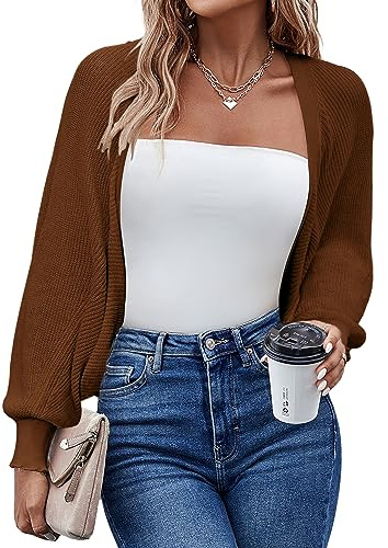 Hotouch Cardigan Donna Maglione Corto Cerniera Leggero Giacca in Maglia Elegante Golfino a Maniche Lunghe per Aperta Casual Bolero Autunno Invernale Matrimonio