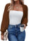 Hotouch Cardigan Boléro Court Femme en Gilet à Manches Courte Boléro Veste Elégant Chic pour Robe Marron S