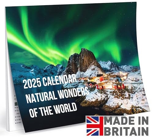 Calendar 2025 Natural Wonders of the World - A3 Month to View Features 12 High Resolution Images of Landscapes & Scenic Views Birthday presents gifts for men women