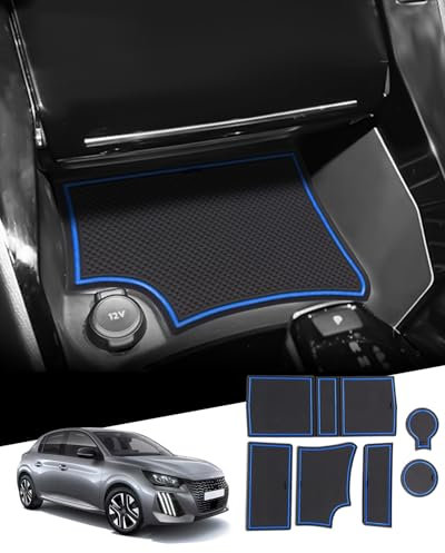 WEIPIN Gummimatten Antirutschmatten kompatibel mit Peugeot 208 e-208/Peugeot 2008 e-2008 Restyling 2020-2024 2025, Mittelkonsole Matten, Türnaht Matten für 208 e-208 Zubehör