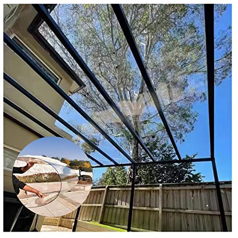 Clear Polycarbonate Plastic Sheet for Pergola Roofing Canopy Cover and Greenhouse Endurance Board for Easy Cutting & Bending Waterproof Panels 1.2mm Thickness Size: 0.8x18m