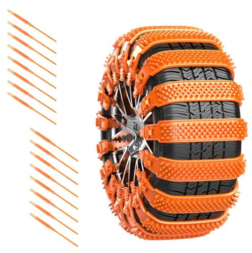 LNZKX Catene Neve Auto per Seat Altea/Altea XL/Altea Freetrack 5P, Reusable Catene Regolabili Antiscivolo Auto Fascette Cavi per Pneumatici da 165-275mm,16Pcs-Orange