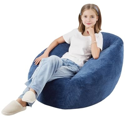 VEVOR Sitzsack Sitzkissen Bean Bag (900 x 850 x 790 mm) mit Armlehnen & Aufbewahrungstasche, gefüllt mit 25D Memory Foam mit weichem Teddy-Samtbezug, Sitzsack für Schlafzimmer Spielzimmer, Blau