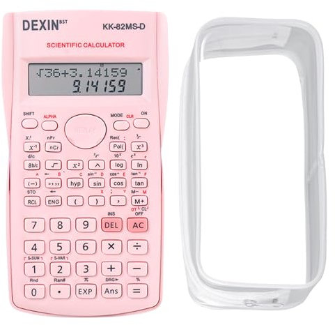Scientific Calculator for Secondary School Supplies, GCSE，+Bonus Clear Pencil Case for Exams A Level Maths Calculator, Back to School Stationery Supplies Set (Pink)