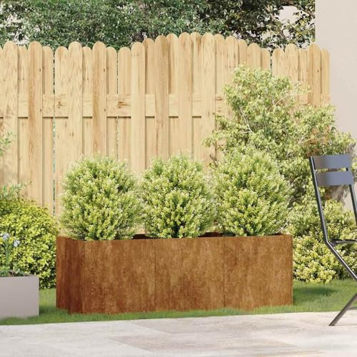 Gecheer Fioriera,Vaso,Letti Rialzato,Fioriera Rialzata,da Giardino,in Acciaio Corten,Ruggine,120x40x40 cm,Letto di Coltura Rialzato,Fioriere da Esterno,Grande,Fioriere in Metallo