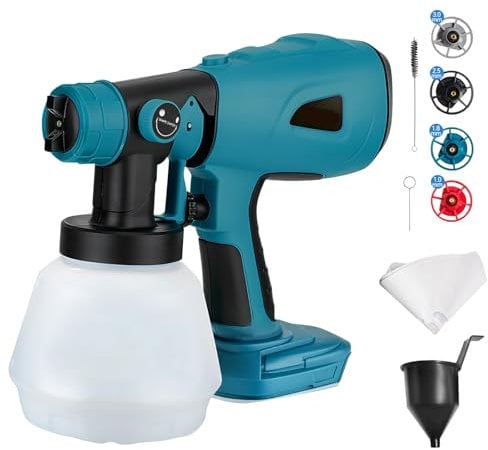 Cordless Paint Sprayer for Bosch 18V Battery, Handheld HVLP Electric Paint Spray Gun with 4 Nozzles 1000ML Container for Walls Fence DIY House Home Painting