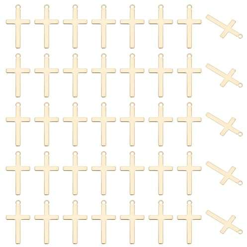 UNICRAFTALE 50 Stück Edelstahl Kreuz Anhänger Goldene Kruzifix Anhänger Kleine Kreuz Anhängers Metall Charm Für DIY Ohrringe Armbänder Halsketten Schmuckherstellung Loch 1.5mm