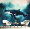 Fotomurales Decorativos Pared Ballena Azul,300×210cm Azul Papel Pintado Tejido No Tejido, Animales Aguas Profundas Fotomural XXL 3D Mural Paredes Papel Tapiz Decoración Salón Dormitorio