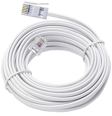 BaolijinMM 20 m 6P4C ADSL Modem Phone Plug Male Broadband Cable, BT Plug to RJ11 Male Broadband Telephone Lead, Router and Landline Telephone for Landline, Modem, Fax