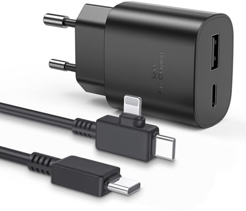 Sumsang - Cargador de carga rápida, 25 W, cargador USB C de doble puerta con cable 2 en 1, conector USB C para Sumsamg Galaxy S22/S22 Ultra/S21 FE/S20/S10/S9/A13