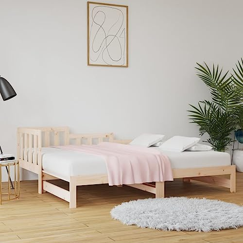 HaoChrymec Ausziehbares Tagesbett aus Massivholz Kiefer, Platzsparend und Multifunktional, tagesbett, schlafsofa, Für Schlafzimmer & Gästezimmer, 2X(90x190) cm