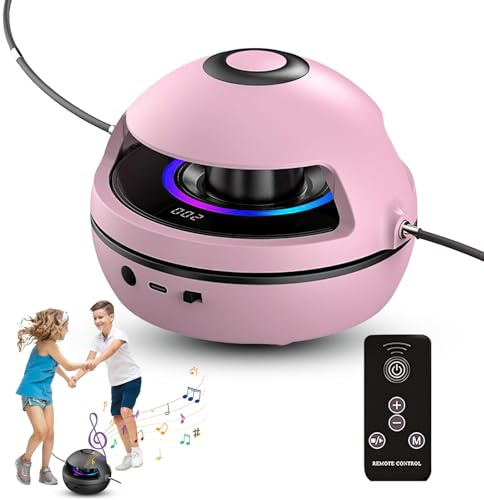 Corde à sauter électronique automatique – 10 vitesses 70-160 tr/min, compteur LED et musique Bluetooth, corde à sauter intelligente avec télécommande, lumineuse pour enfants et adultes (rose)