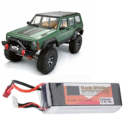 Ejoyous Batterie LiPo 4S 14.8V 2200mAh, Lithium Polymère, pour Voiture RC, Haute capacité, Légère, Compacte, pour Véhicules Télécommandés
