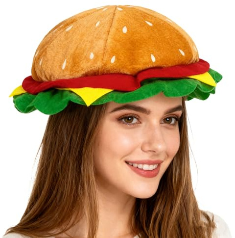 NICEYEA Lustiger Burgerhut Pommes Hut Kreativer Burgerkopfschmuck Verrückter Pommes Kopfmaske Festlicher Hut Partydekoration geeignet für Partys Themenpartys Verkleidungsaktivitäten und Bühnenshows