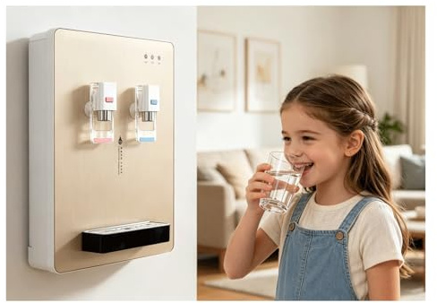 Dispensador De Agua Fría Y Caliente De Pared,Calentamiento Rápido De 2000W,Fuente De Agua Instantánea con Depósito De Acero Inoxidable De 4L,3 Luces LED Indicadoras,para Cocina Y Oficina
