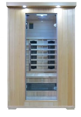 Sauna infrarouge 120 x 115 deux personnes avec chromathérapie et double panneau de contrôle