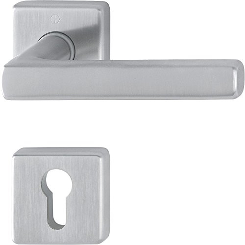HOPPE 3675290 Drückergarnitur Dallas mit Rosetten PZ (Profilzylinder), Edelstahl matt