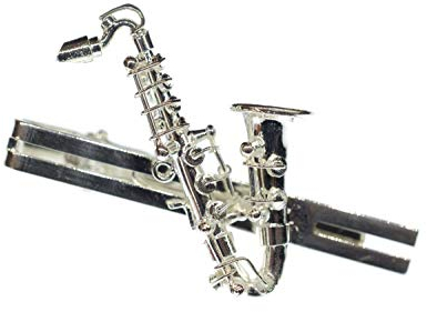 Miniblings épingle Pince à Cravate Cravate Shache Argent Musique Saxophone + boîte - Bijoux à la Mode Main Je Cravate Bijoux M. Hommes Bijoux épingle Pince à Cravate Cravate Clip