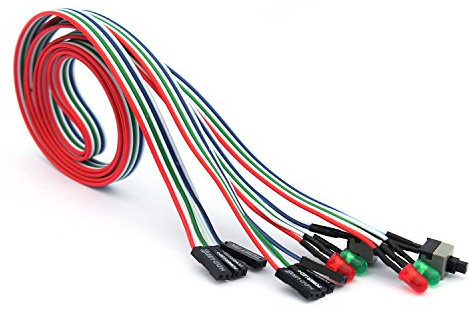 YTIan 2Pcs 3in1 PC Desktop Case ATX Reset Off/On Switch Cable HDD Power LED Light Cord 55cm