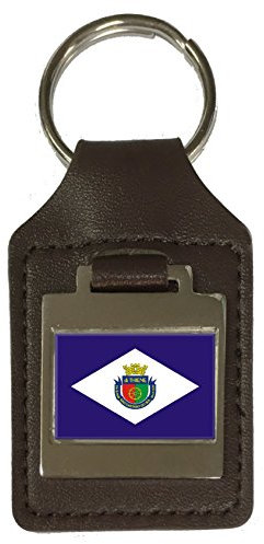 Schlüsselanhänger aus Leder mit Gravur Sao Caetano City Sao Paulo Staatsflagge