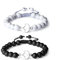 COAI Geschenkideen Partner Armbänder Freundschaftsarmbänder aus Howlith und Matt Onyx mit Kompass Anhänger
