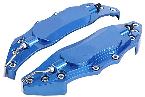 Outbit Bremssattelabdeckungen – 1 Paar Auto-Aluminium-Bremssattel-Bremssattel, 2 Stück Auto-Aluminium-Endlos-Bremssattel-Schutzabdeckung für Radnabe 16–17 Zoll (blau und rot) (Farbe: Blau)