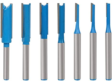 6,35mm Schaft Gerade Fräser Set, 7-tlg Holzfräser Bits, Dual Flute Cutter Straight Bit für Oberfräser