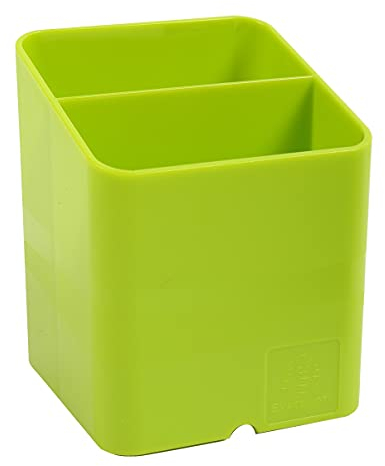 Exacompta - Ref 67725D - Iderama Collection - Pen-Cube Pen Pot - 74 x 74 x 93mm in Size, Space-Saving Design, 2 Sections for Desk Organisation - Lime Green