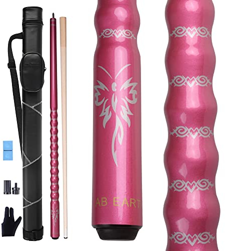 AB Earth Pool-Queue-Stick-Set aus Ahornholz, ergonomisch, 13 mm Spitze, 147,3 cm, mit Hartschalenkoffer (Pink, 595 g)