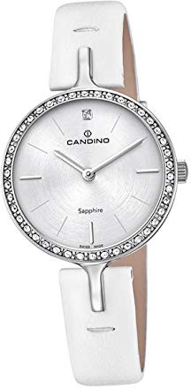 Candino Armband-Uhr Damen C4651/1 Fashion Analog Quarz Leder Uhr weiß D2UC4651/1 EIN Geschenk zu Weihnachten, Geburtstag, Valentinstag für die Frau