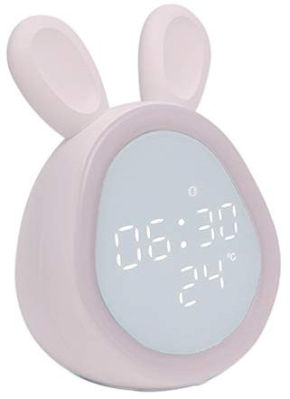 Réveiller la radio légère Alarme Lapin mignon horloge numérique Creative Led Snooze Cartoon électronique Table réveil lumière Horloge électronique Alarme de réveil au lever du soleil ( Color : Pink )