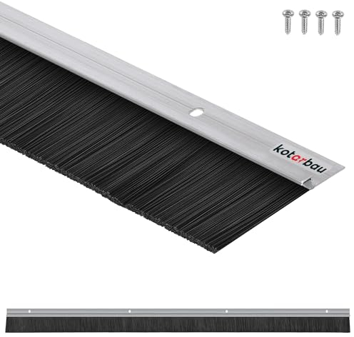 KOTARBAU® Burlete bajo puerta con pelo 100 cm, Burlete pelo para puerta, Burlete para atornillar plateado, Bajo puerta de aluminio 1 metro, Tira aislante, Burlete de pelo, Burlete de cepillo