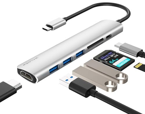 Walnew Hub USB C 7 en 1 pour MacBook Pro avec 4 K USB-C vers HDMI, lecteur de carte SD/TF, station d'accueil PD USB C 100 W pour iPad Pro/MacBook Pro/Air (Thunderbolt 3)/appareils de type C