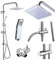 Jupitor Thermostatic Shower Mixer Chrome Head Bathroom Square Valve Twin Bath Kit Set Shower Head Overhead Rain Shower and Handheld Shower Dual Riser Kit Rain Head Kit Hand Held Shower Bath