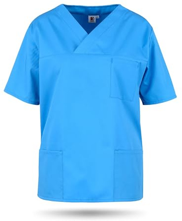 beb™ Schlupfkasack Unisex – Kasack für Damen & Herren mit V-Ausschnitt, 3 Taschen & Seitenschlitzen – bügelleichtes Mischgewebe 65 % Polyester / 35 % Baumwolle – ideal für Pflege & Klinik