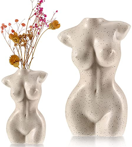 Moderne schicke Körpervase, weibliche Form, Blumenvase, weiß, Boho-Zuhause, feministische Dekoration und Büro