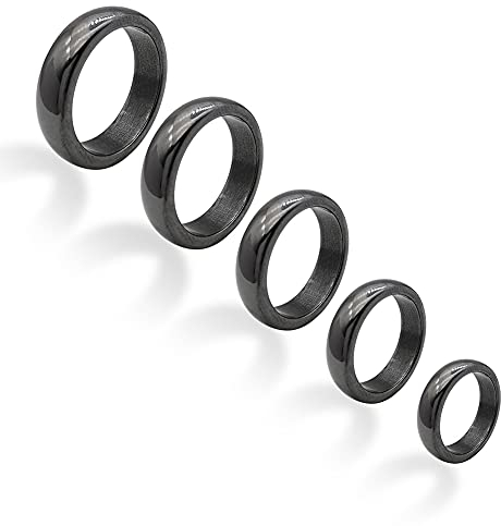 Hematite Ring for Men and Women Magnetic Real Hematite Ring Band Ring Slim Simple Stone Ring Unisex Ring Wearable Jewellery Accessorie Ring Fashion Ring Anxiety Balance Absorbs Negative Energy Ring