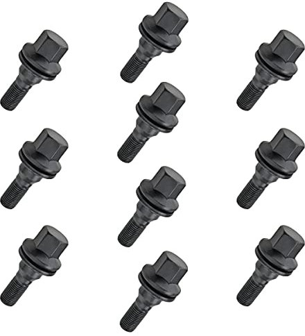 10x Radschrauben M12x1,25 Flachbund SW17 Bolzen Schwarz