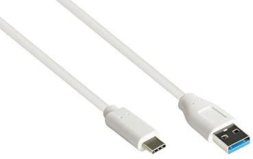 Good Connections USB 3.2 Gen.2 Kabel - 10GBit/s / 3A - Stecker A an USB-C™ Stecker - hochwertiger KUPFERLEITER - weiß - 0,5m / 50 cm