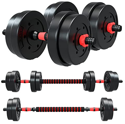 CANMALCHI Verstellbar Gewichte Hanteln Set 15KG Indoor Workout Schwarze Hantelset Langhantel Perfekt für Bodybuilding Fitness Gewichtheben Training Heimfitnessgeräte