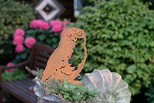 Illumino Gartenstecker Rost Eule, Eisvogel, Wiedehopf im 3er Set, Beetstecker - 3 Verschiedene Gartenstecker aus 1,5 mm dickem Edelrost-Stahl - Gartendeko, Dekofigur Garten
