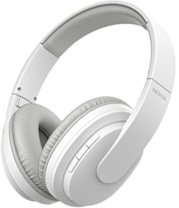 Nokia Wireless Headphones – Bluetooth Wireless Over-ear Headphones with Microphone for Phone, Laptop - Lightweight, Foldable, Comfort, Adjustable, Large 40 mm Driver (White)